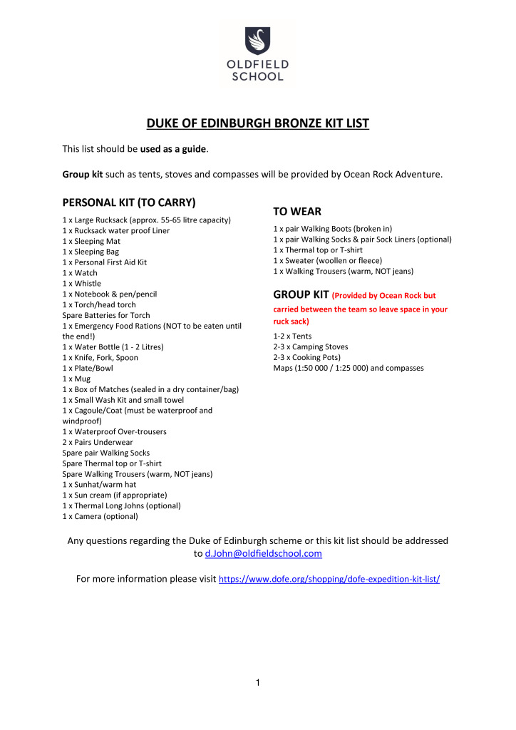 dofe-bronze-kit-list-oldfield-school