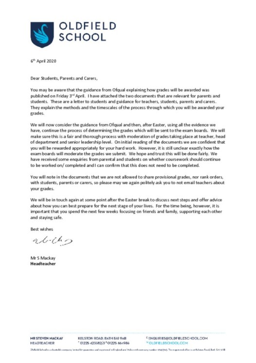 a-level-gcse-update-letter-from-headteacher-oldfield-school