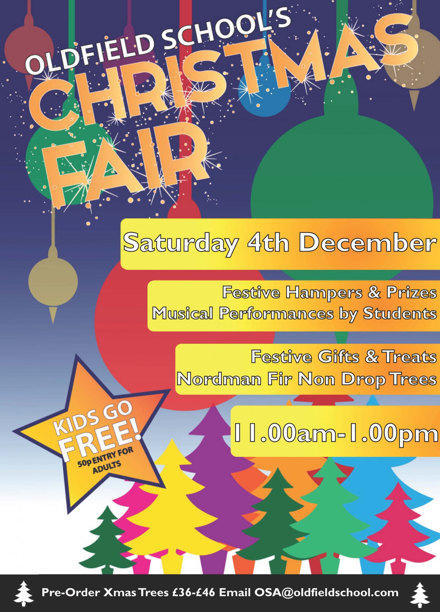 Oldfield School Christmas Fair, Saturday 4th December 11am 1pm