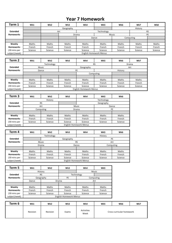 thumbnail of KS3 Homework Programme Year 7 2019-20