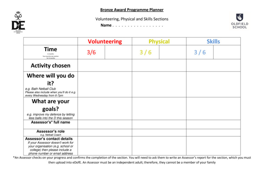 thumbnail of Bronze Programme Planner